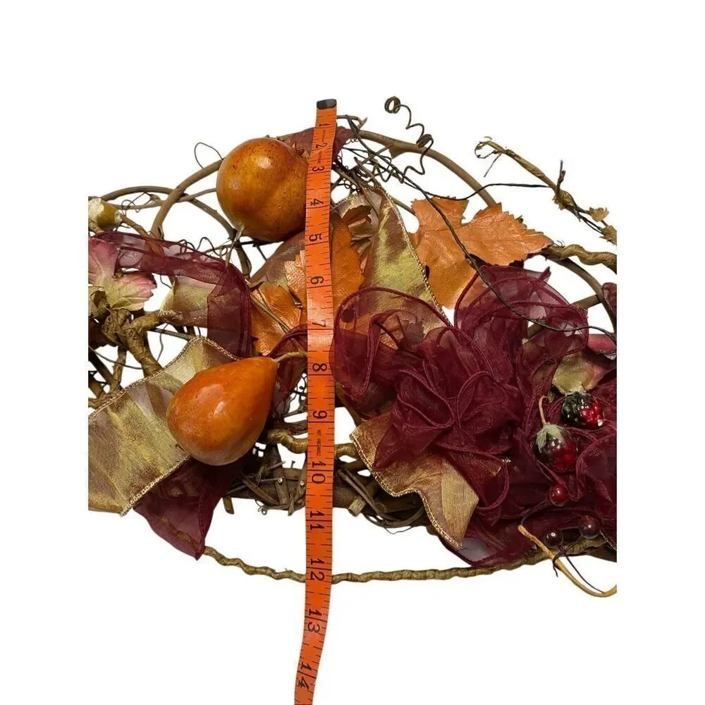 Modern Fall Teardrop Door Decorative Handcrafted Autumnal Twig Ribbon Swag Decor